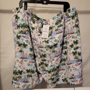 NWT Caribbean Big Man 3XB Mesh Lined Swim Trunks Boats Beach Tropical Retail $70